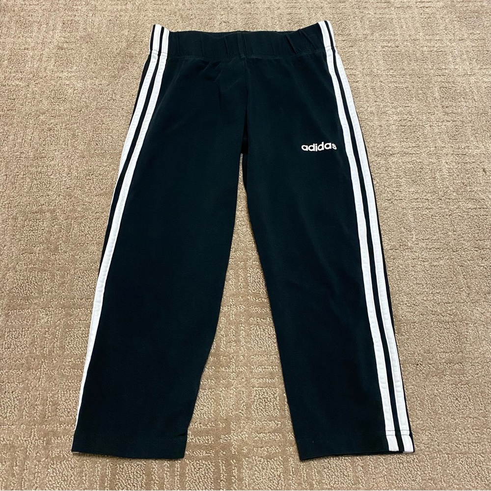 {Adidas} 3-Stripes Athletic Cropped Leggings | Black + White ~ Size Small